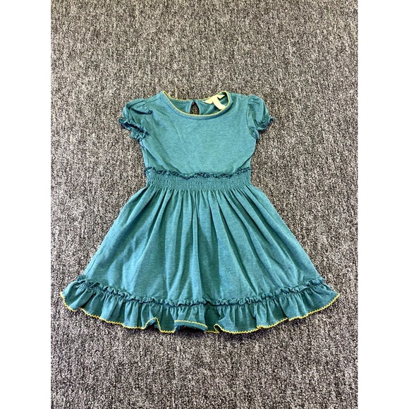 Matilda Jane Other - Matilda Jane Dress Girls 4 Teal Green Cotton Smocked Waist Ruffle Keyhole Back